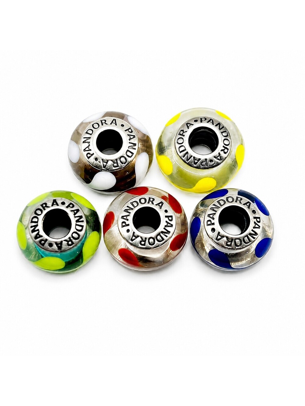 Auth. Pandora Murano Glass Charms Lot 5 S925 Beads